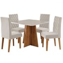 Ver imagem 1 de Mesa de Jantar 4 Lugares Evah com Vidro Mel/off White/veludo Pastel - Viero Móveis