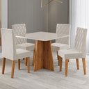 Ver imagem 2 de Mesa de Jantar 4 Lugares Evah com Vidro Mel/off White/veludo Pastel - Viero Móveis