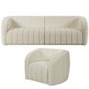 Ver imagem 1 de Kit Sofá 4 Lugares para Sala Estar 292 Cm com 01 Poltrona Lazio M03 Bouclê Bege Claro - Lyam Decor