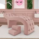 Ver imagem 2 de Maca de Estética para Massagem Cílios Fixa Lash Estofada com Escada Veludo Rose G83 - Gran Belo Maca