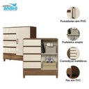 Ver imagem 3 de Comoda 1 Portas 4 Gavetas Fit Jequitibá Off Acetinado - Santos Andirá