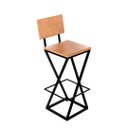 Ver imagem 2 de Banqueta Alta Industrial Cozinha Bar Balcão Bistro Zenite com Encosto Madeira Metalon Preto.