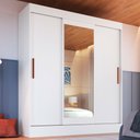 Ver imagem 1 de Guarda-Roupa Solteiro Marselha 3 Portas 2 Gavetas com Espelho Branco - Doripel Móveis