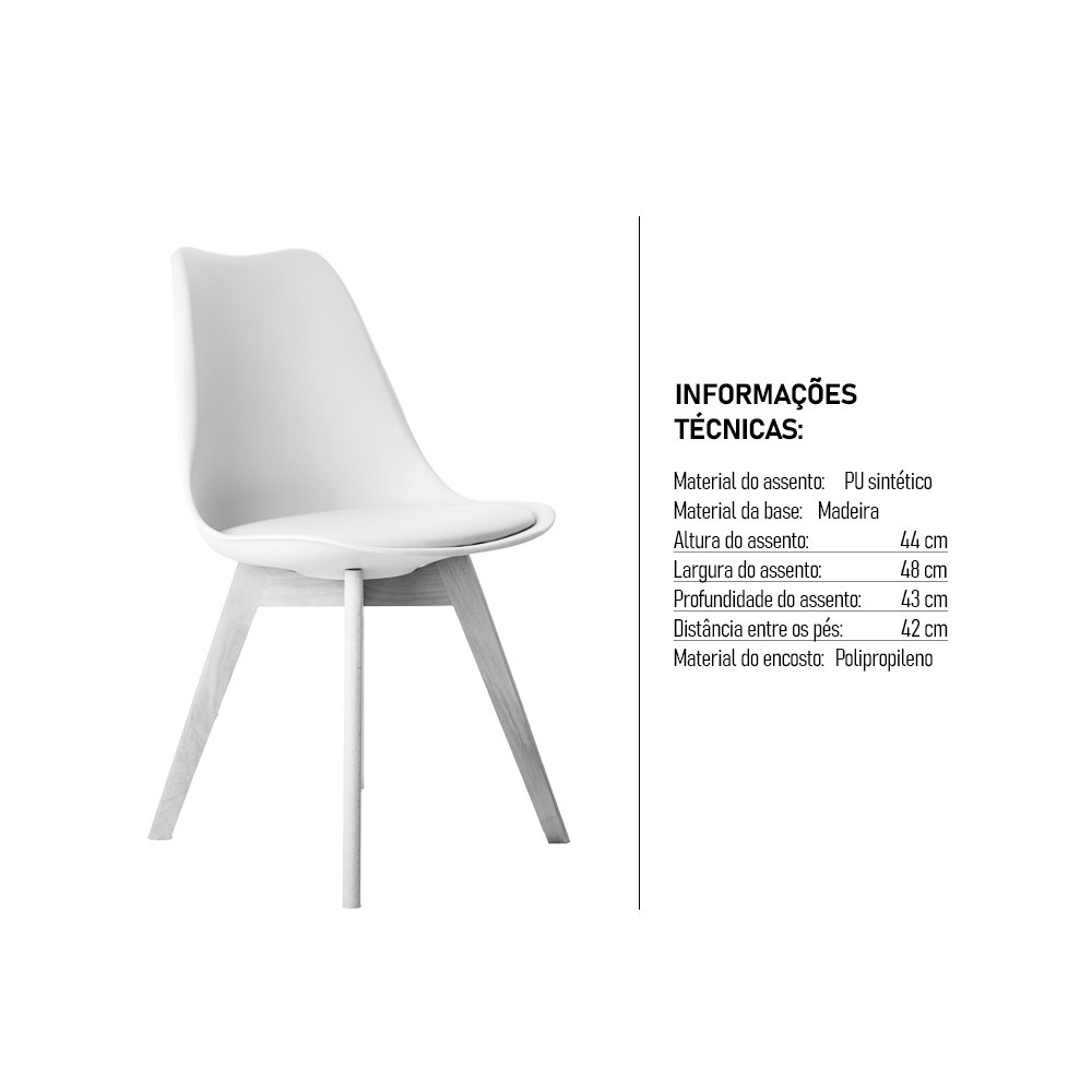 Cadeira Leda Eames Jantar Cozinha com Assento Estofado Creme - 5