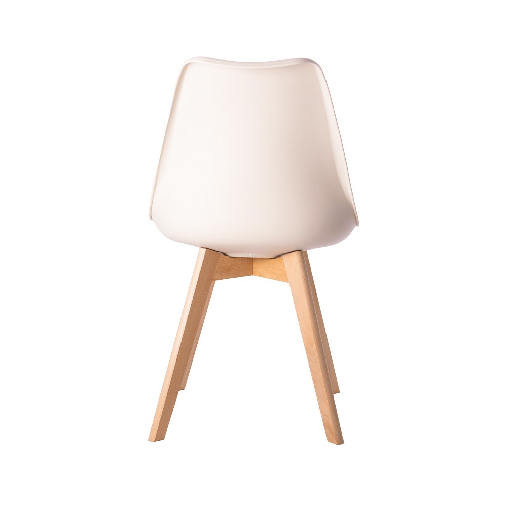 Cadeira Leda Eames Jantar Cozinha com Assento Estofado Creme - 4