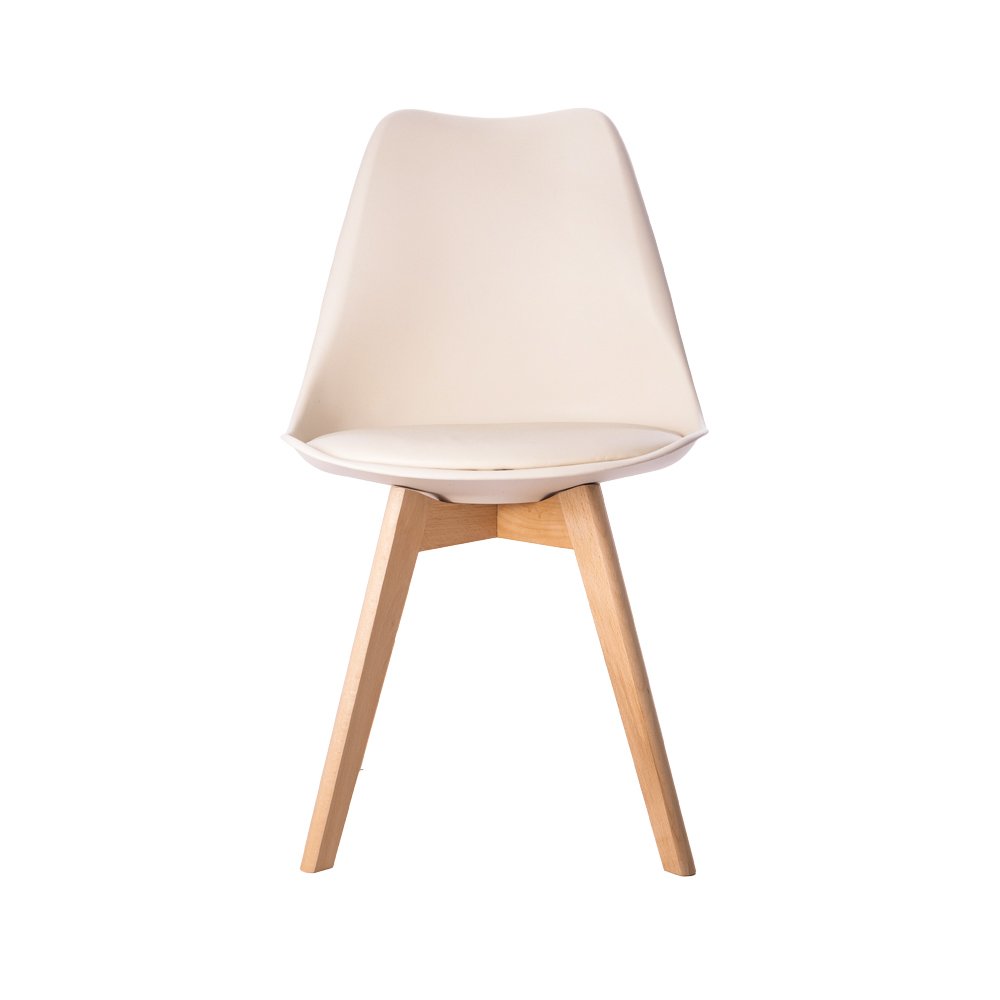 Cadeira Leda Eames Jantar Cozinha com Assento Estofado Creme - 2