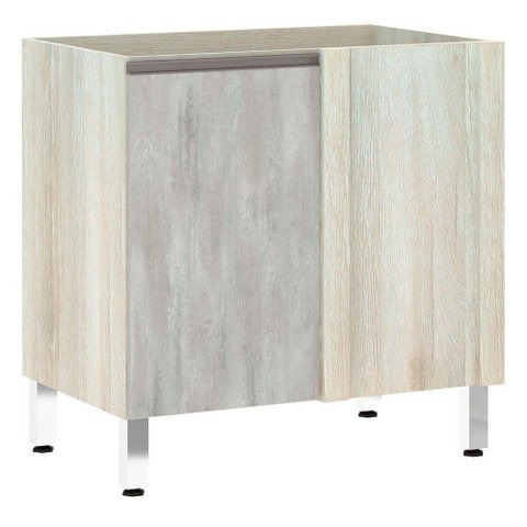 Balcão Sem Tampo Canto Reto Luciane 80cm Luci Legno Crem e Concreto