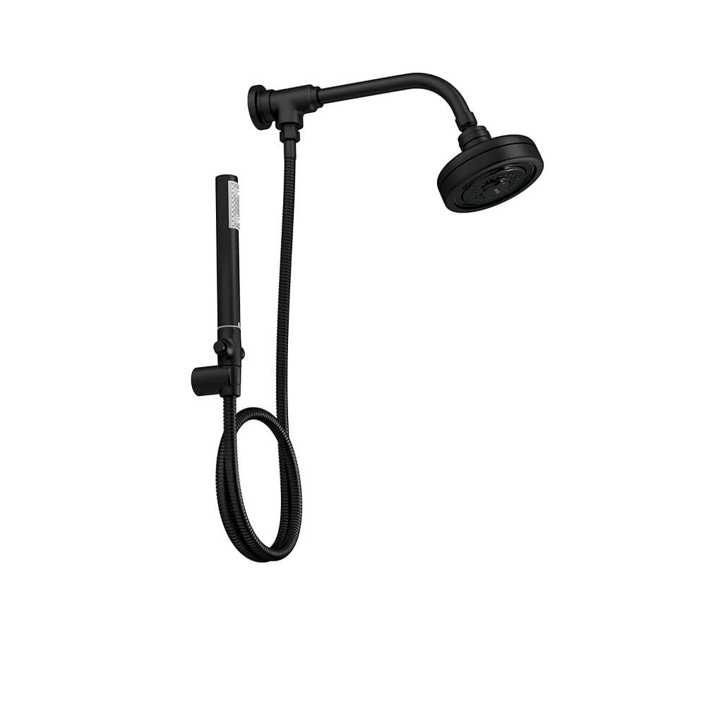 Ducha Manual Acqua Plus Black Noir Chuveiro Kit+desv Flex Pvc - Deca Deca Metais - 1