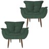 Kit 2 Poltronas Cadeiras Decorativas Opala Pés Palito Recepção Sala de Estar Consultório Verde - 1