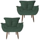 Ver imagem 1 de Kit 2 Poltronas Cadeiras Decorativas Opala Pés Palito Recepção Sala de Estar Consultório Verde