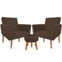 Ver imagem 1 de Kit 2 Poltrona Decorativa Nina e Puff Suede Marrom