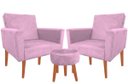 Ver imagem 2 de Kit 2 Poltrona Decorativa Nina e Puff Suede Rosa