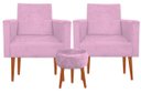 Ver imagem 1 de Kit 2 Poltrona Decorativa Nina e Puff Suede Rosa