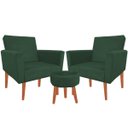 Ver imagem 1 de Kit 2 Poltrona Decorativa Nina e Puff Suede Verde