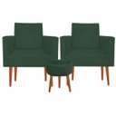Ver imagem 2 de Kit 2 Poltrona Decorativa Nina e Puff Suede Verde