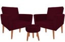 Ver imagem 1 de Kit 2 Poltrona Decorativa Nina e Puff Suede Bordo