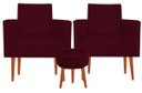 Ver imagem 2 de Kit 2 Poltrona Decorativa Nina e Puff Suede Bordo