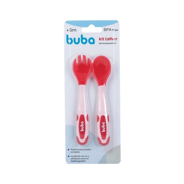 Kit Talher Infantil Flexivel Colher e Garfo Rosa Buba 12617 Kit Talher Infantil Flexivel Colher e Garfo Rosa Buba 12617