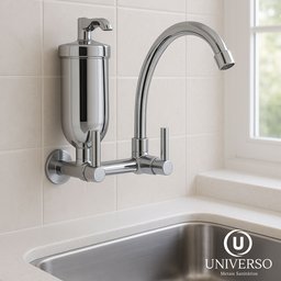 Torneira Filtro Bica Móvel Parede 1/4 de Volta Abs C 61 Cr Prateado Universo Das Torneiras - 2