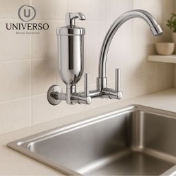 Torneira Filtro Bica Móvel Parede 1/4 de Volta Abs C 61 Cr Prateado Universo Das Torneiras - 9