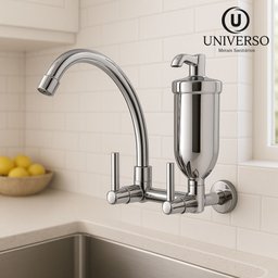 Torneira Filtro Bica Móvel Parede 1/4 de Volta Abs C 61 Cr Prateado Universo Das Torneiras - 6