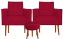 Ver imagem 1 de Kit 2 Poltrona Decorativa Nina e Puff Suede Vermelho