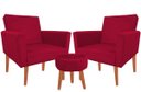 Ver imagem 2 de Kit 2 Poltrona Decorativa Nina e Puff Suede Vermelho