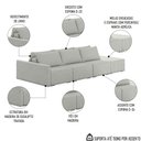 Ver imagem 3 de Sofá Ilha Modular com Puff para Sala Living 312cm Georgia K04 Linho Cinza - Mpozenato
