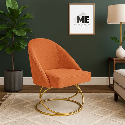 Cadeira Poltrona Lua Bouclê Base Luxo:terra Cota