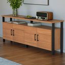 Ver imagem 1 de Balcão Buffet 4 Portas 100% Mdf Industrial F45 Freijó/preto Fosco - Pradel
