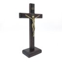 Ver imagem 3 de Crucifixo Mesa E Parede Madeira São Bento Madeira Escura OV 18 Cm