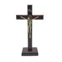 Ver imagem 1 de Crucifixo Mesa E Parede Madeira São Bento Madeira Escura OV 18 Cm