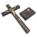 Ver imagem 2 de Crucifixo Mesa E Parede Madeira São Bento Madeira Escura OV 18 Cm