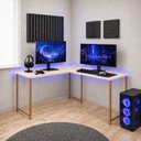 Ver imagem 2 de Mesa em L sem Prateleira Orion em MDF Estilo Industrial Klm Store
