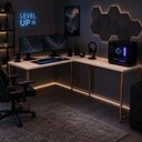 Ver imagem 2 de Mesa em L sem Prateleira Orion em MDF Estilo Industrial Klm Store