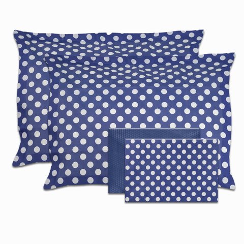 Jogo de Cama Percal de Microfibra Luma Joy Casal 4 Peças - Cor Azul Indico