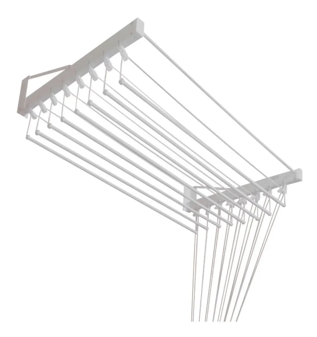 Ver imagem 1 de Varal De Parede Individual 120cm x 06 Varetas - Em Alumínio Branco