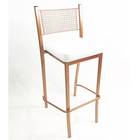 Banqueta EMPILHÁVEL Cobre Altura 65cm assento branco - Poltronas do Sul
