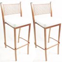 Ver imagem 1 de Kit 2 Banquetas EMPILHÁVEL Cobre Altura 65cm assento branco - Poltronas do Sul