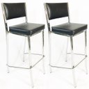 Ver imagem 1 de Kit 2 Banquetas EMPILHÁVEL cromada Altura 65cm assento e encosto preto - Poltronas do Sul
