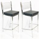 Ver imagem 1 de Kit 2 Banquetas EMPILHÁVEL cromada Altura 65cm assento preto - Poltronas do Sul