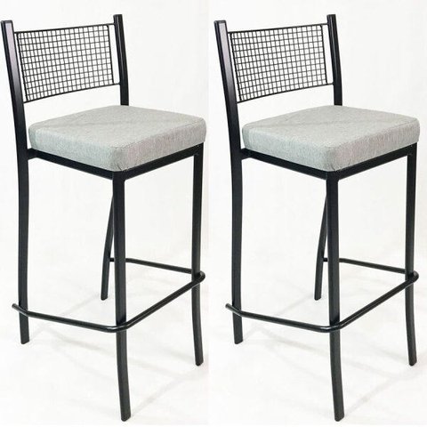 Kit 2 Banquetas EMPILHÁVEL Preta Altura 65cm assento Linho - Poltronas do Sul