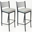 Ver imagem 1 de Kit 2 Banquetas EMPILHÁVEL Preta Altura 65cm assento Linho - Poltronas do Sul