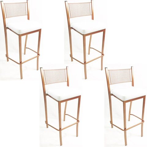 Kit 4 Banquetas EMPILHÁVEL Cobre Altura 65cm assento branco - Poltronas do Sul