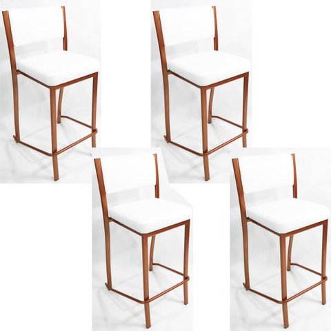 Kit 4 Banquetas EMPILHÁVEL Cobre Altura 65cm assento e encosto Branco - Poltronas do Sul