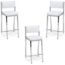 Ver imagem 1 de Kit 3 Banquetas EMPILHÁVEL cromada Altura 65cm assento e encosto branco - Poltronas do Sul