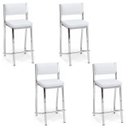 Ver imagem 1 de Kit 4 Banquetas EMPILHÁVEL cromada Altura 65cm assento e encosto branco - Poltronas do Sul