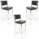 Ver imagem 1 de Kit 3 Banquetas EMPILHÁVEL cromada Altura 65cm assento e encosto preto - Poltronas do Sul