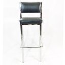 Ver imagem 2 de Kit 3 Banquetas EMPILHÁVEL cromada Altura 65cm assento e encosto preto - Poltronas do Sul