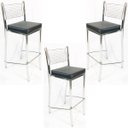Ver imagem 1 de Kit 3 Banquetas EMPILHÁVEL cromada Altura 65cm assento preto - Poltronas do Sul